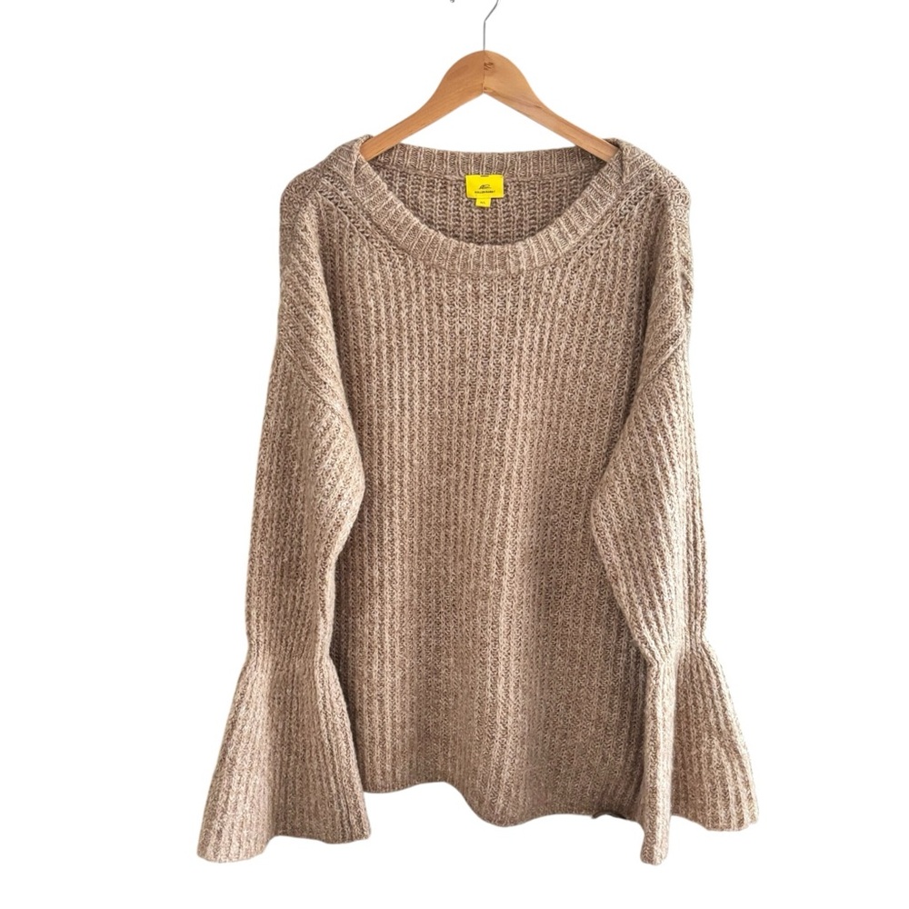 Roller Rabbit Camel Boxy Wool Blend M/L Bell Sleeve Pullover Sweater